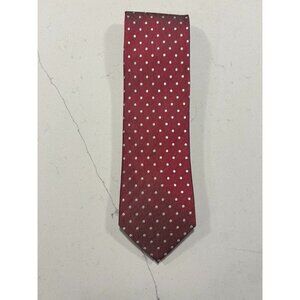 Paul Fredrick Iridescent 100% Silk Polka Dot Necktie Red / Silver